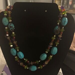 Turquoise and Multicolor Beaded Necklace